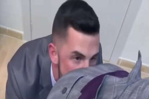 sucking   Mega Cut shlong In Suit