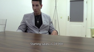 A young guy receives banged during job offer interview