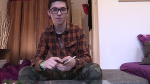 young college hipster student pounded for money