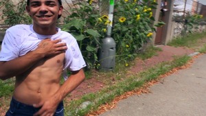 taut dude with dyed hair gets hammered outdoors